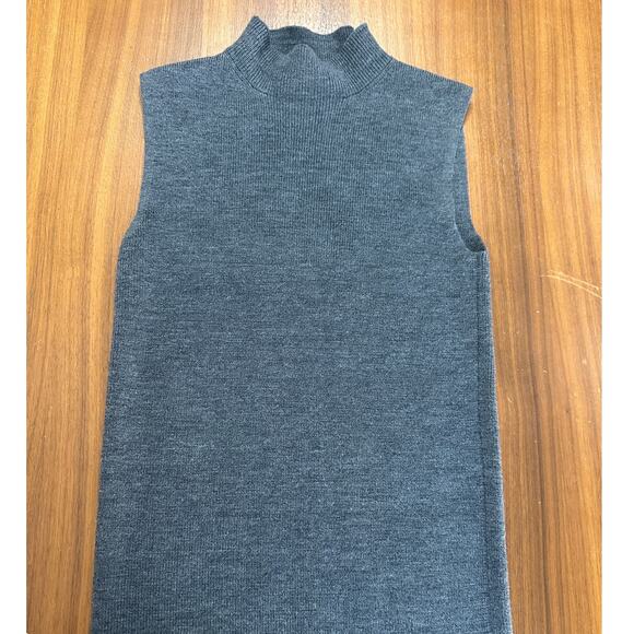 Club Monaco Merino Ribbed Mockneck Dress, Grey, 90% wool, current season, small - Picture 5 of 9